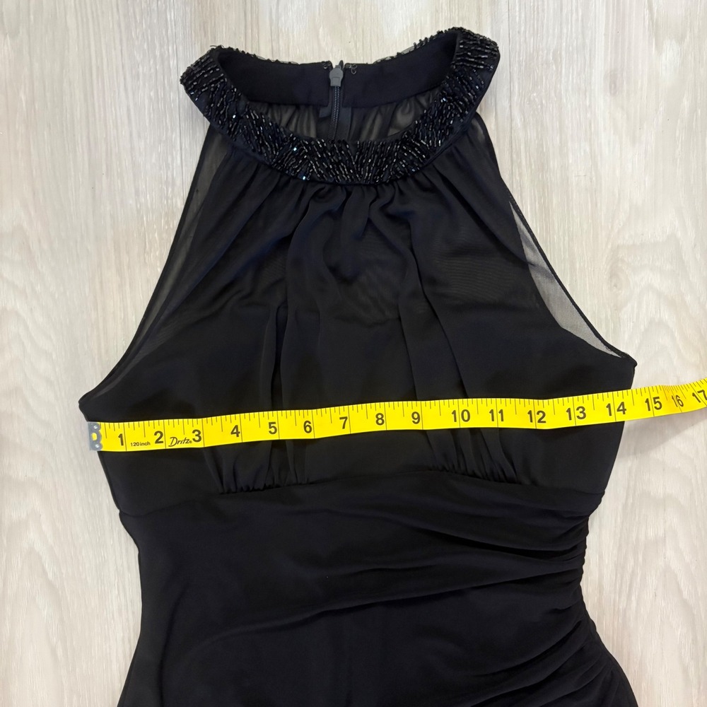Lauren Ralph Lauren Women Dress Evening Black Beaded Halter Ruched Cocktail 6 - Picture 6 of 15
